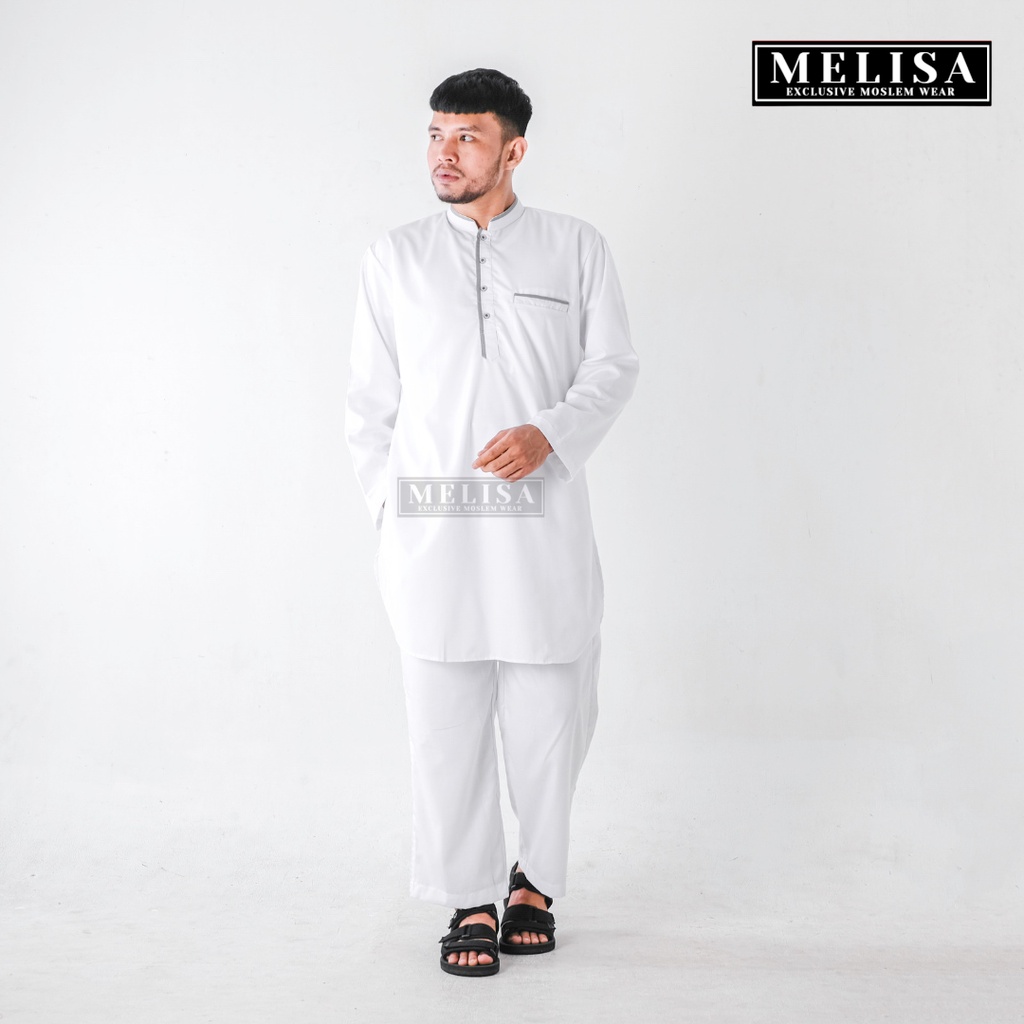 Baju Koko Pria Setelan Kurta Pakistan Dewasa Lengan Panjang Bahan Katun Toyobo Warna Putih