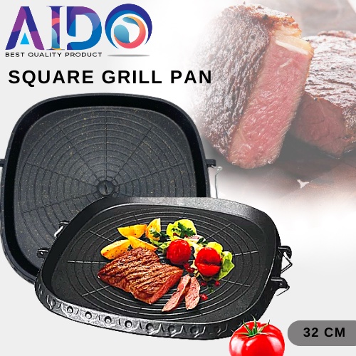 Hanaro Square Multi Grill (Marble Platinum) I Korean BBQ Grill Pan / Bulgogi Pan Kotak