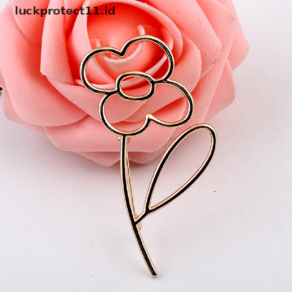/Fashion Hot// Fashion// 1pc Fashion Brooch Pin Sederhana Berongga Bunga Bros Pin Emas Alloy Glossy Selendang S.