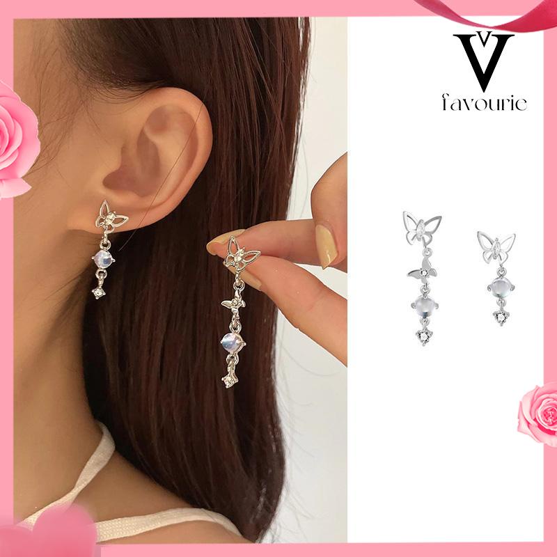 CODS925 Anting Rumbai Kupu-kupu Asimetris Perak Desain Mewah Anting Premium Sense-FA