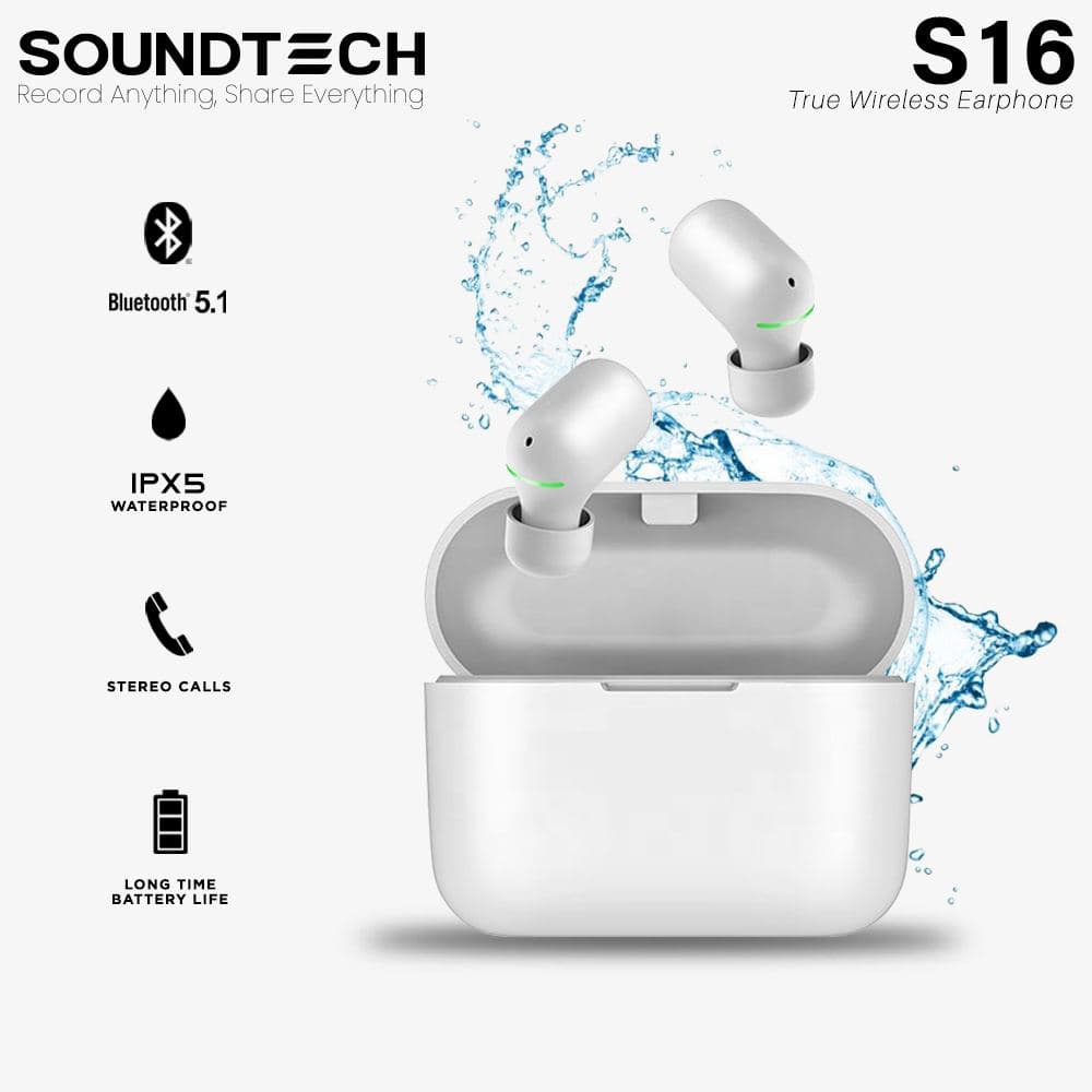 SOUNDTECH S16 TWS Wireless Earphone Bluetooth 5.1 Touch - White