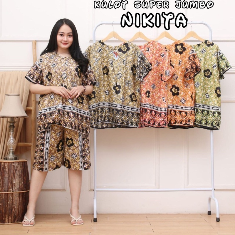 SETELAN BATIK WANITA SUPER JUMBO SETELAN KULOT GOGO BUSUI KANCING DEPAN