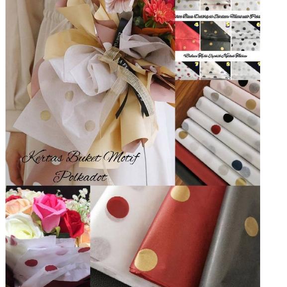 

➠ Kertas Bunga Tissue Cotton Premium Motif Polkadot Wrapping Paper lembaran (70 x 58 cm) KERTAS WRAPPING PAPER KOREA NON WATERPROOF POLKADOT ㄳ