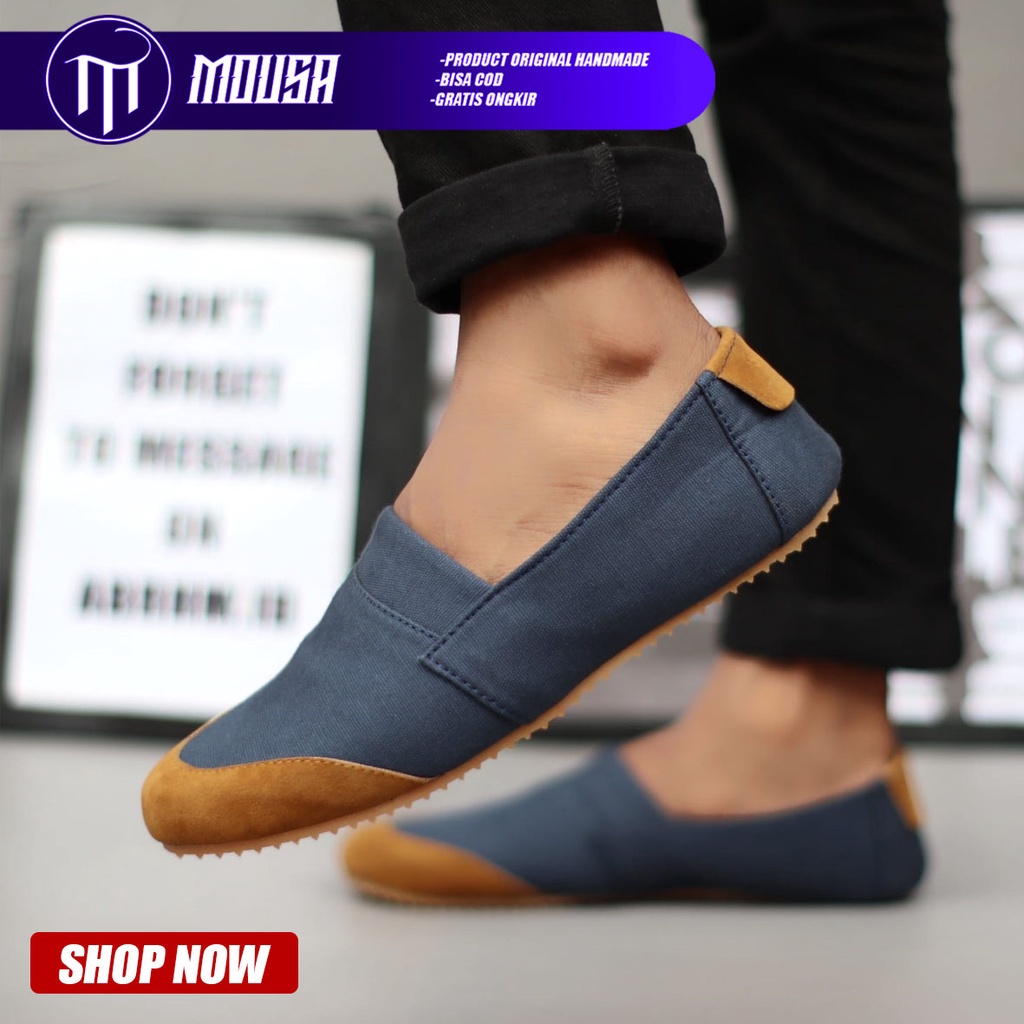 Sepatu Slip On Pria Casual Original Santai Gaya Keren Kekinian Original Murah Terlaris Mousa Manji