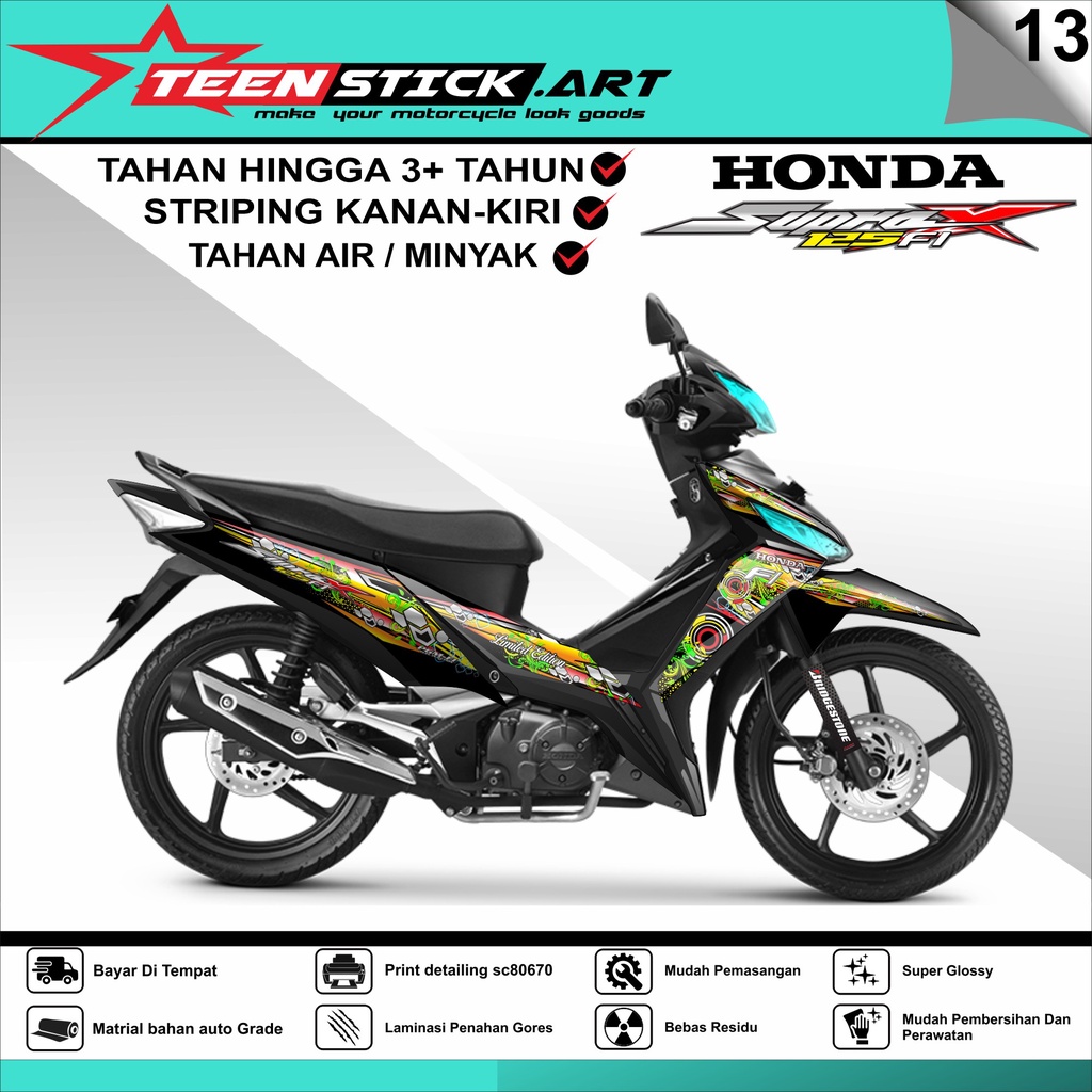 Striping SUPRA X 125 FI- Striping  Variasi  Hologram Chrome Vynil UV Transparant HONDA SUPRA X 125 F