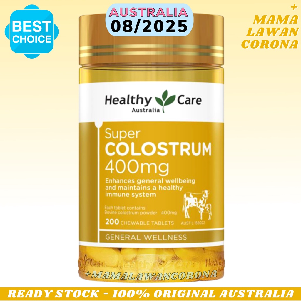 HEALTHY CARE  Colostrum 400 400mg 200 Chewable Tablets / Goat's Milk Vanilla Flavour Chewable 300 Tablet Goat Goats