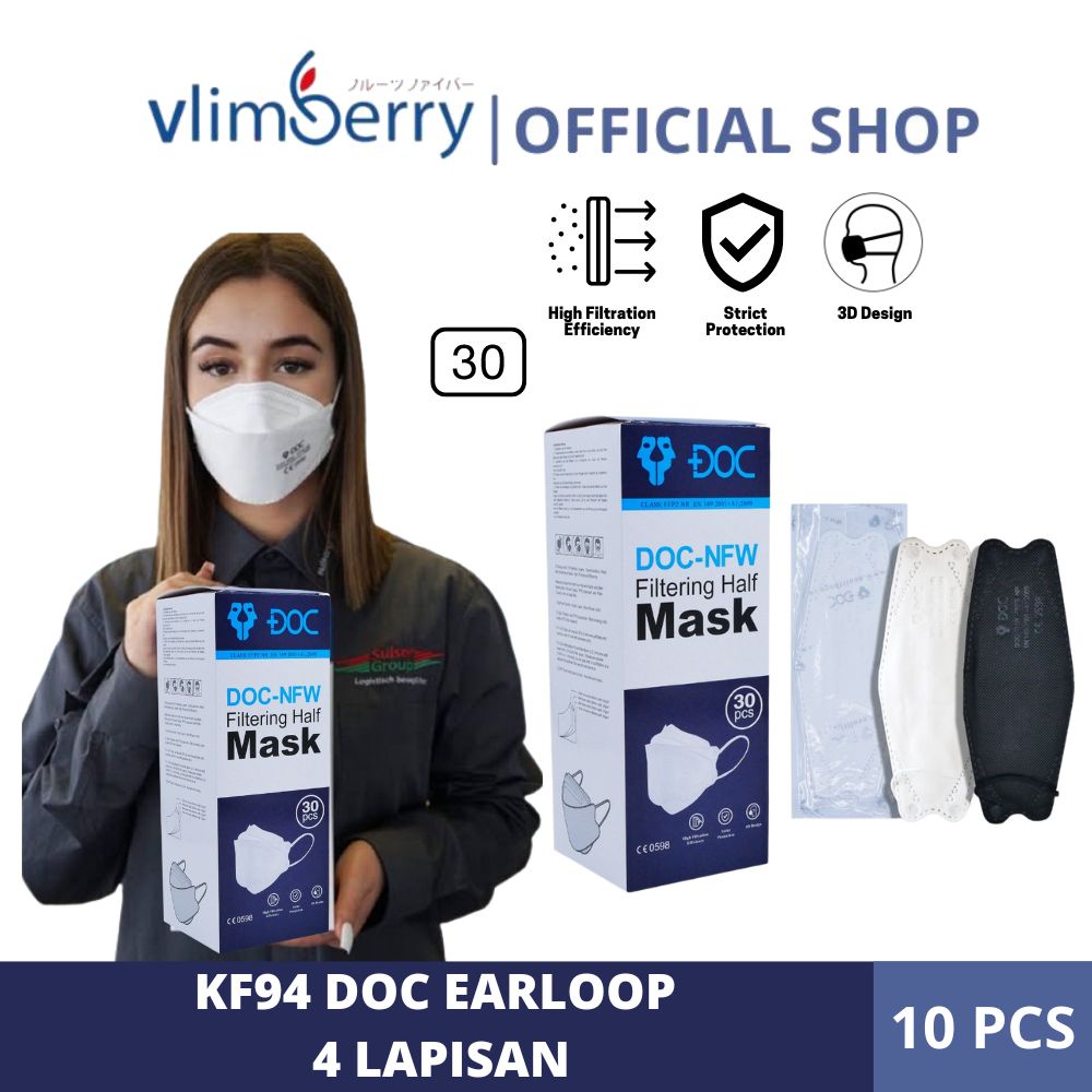 VLIMBERRY Masker KF94 DOC Single Pack 1Box isi 30 Pcs Earloop Premium Mask