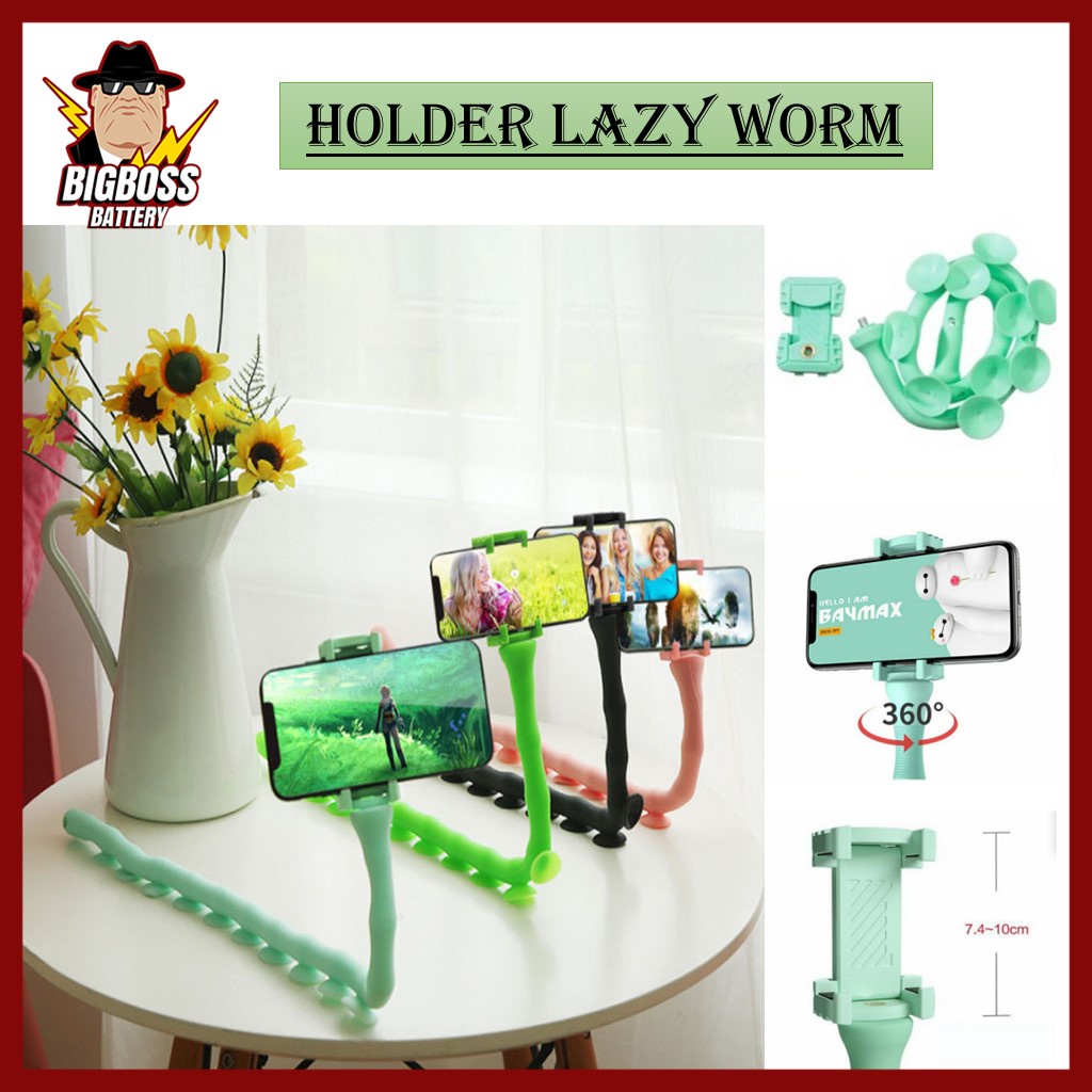 Phone Holder Stand Flexsible Multifungsi Desain Cute Lazy Worm Suction Tentacle Holder Lazy Worm