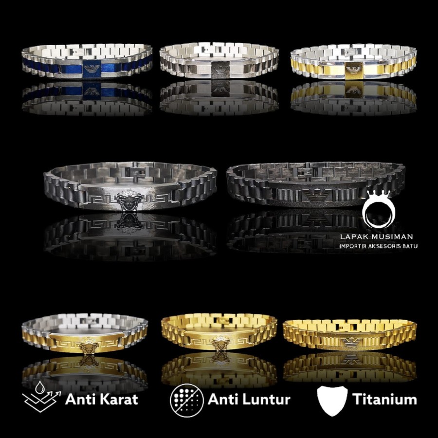 [Bayar Di Tempat] Gelang Pria Titanium Anti Karat Model Keren Anti Karat Kualitas Super