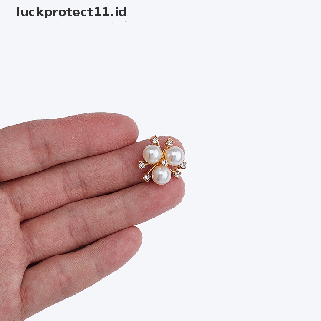 /Fashion Hot// Fashion// 10pcs DIY Bunga Rhinestones Mutiara Tombol Dekorasi Pernikahan Jahit Dekor Craft.