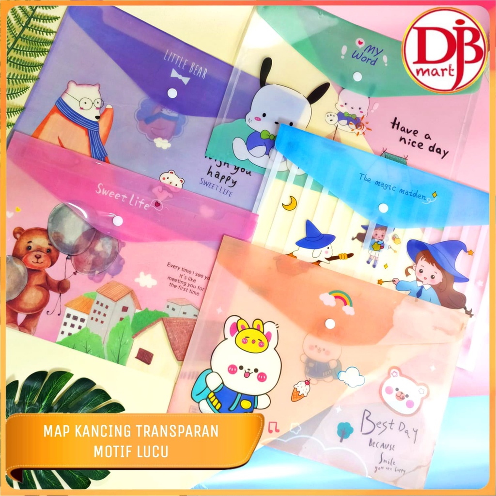 

DJB - Map Kancing A4 Transparan Motif Lucu / File Folder A4 / Map Mika Ukuran A4 Motif