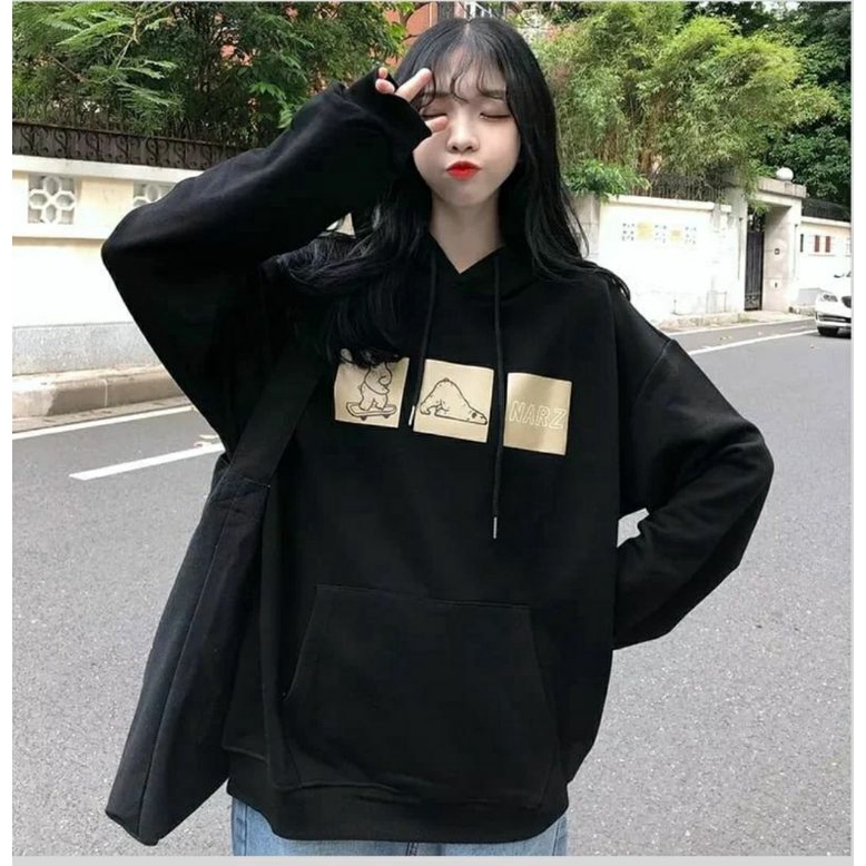 Sweater Hoodie Wanita NARZ Jacket Ala Korean Fashion Terkini Outfit Kasual Santai Kekinian