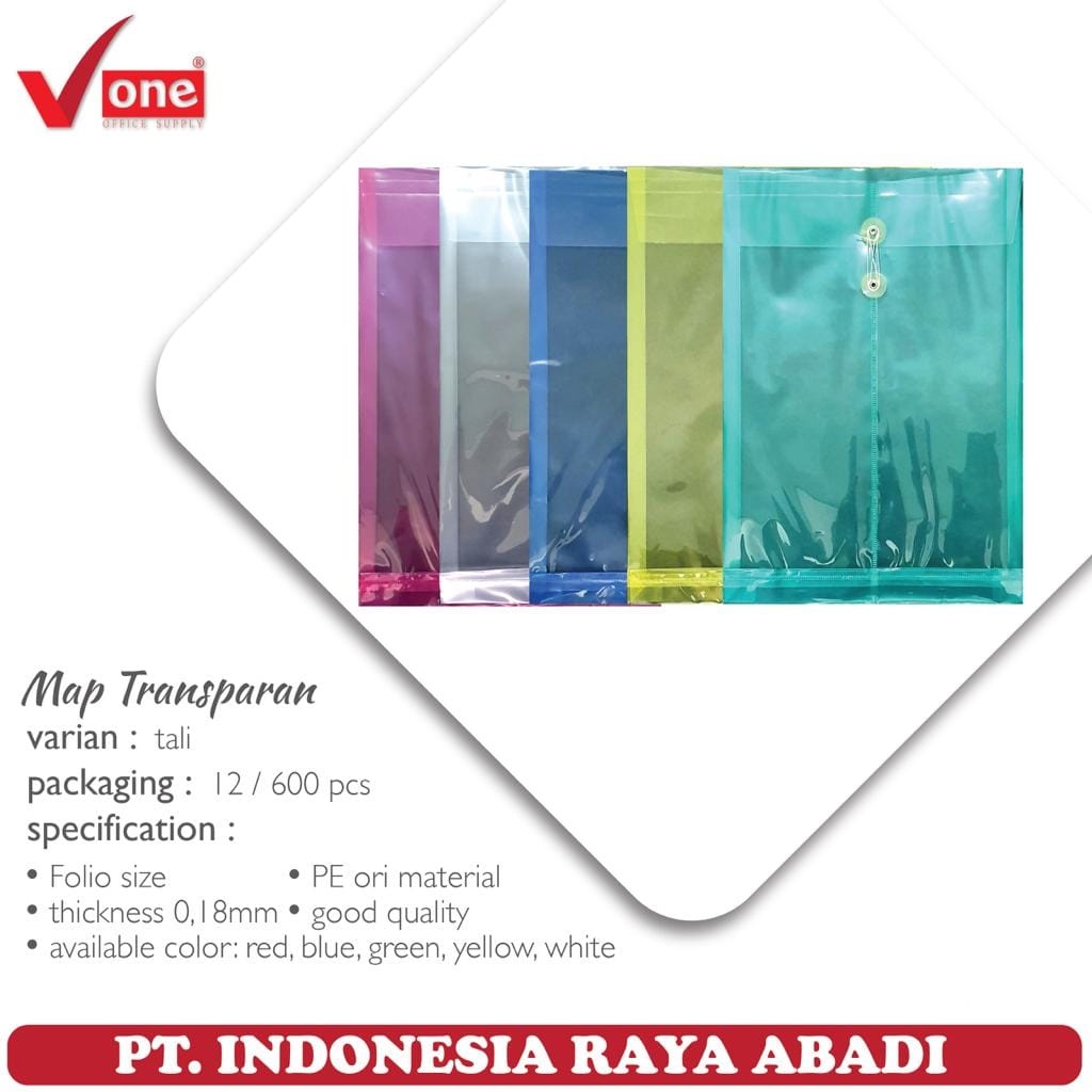 

Map Transparan Tali / Map Plastik Murah 12Pcs - Random Color