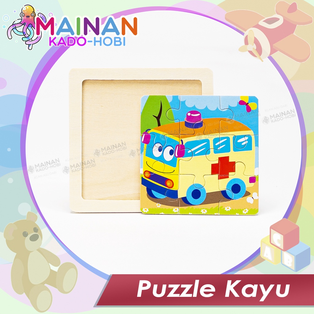 MAINAN EDUKATIF ANAK PASANG PUZZLE KAYU TOYS TRANSPORTASI AMBULANCE