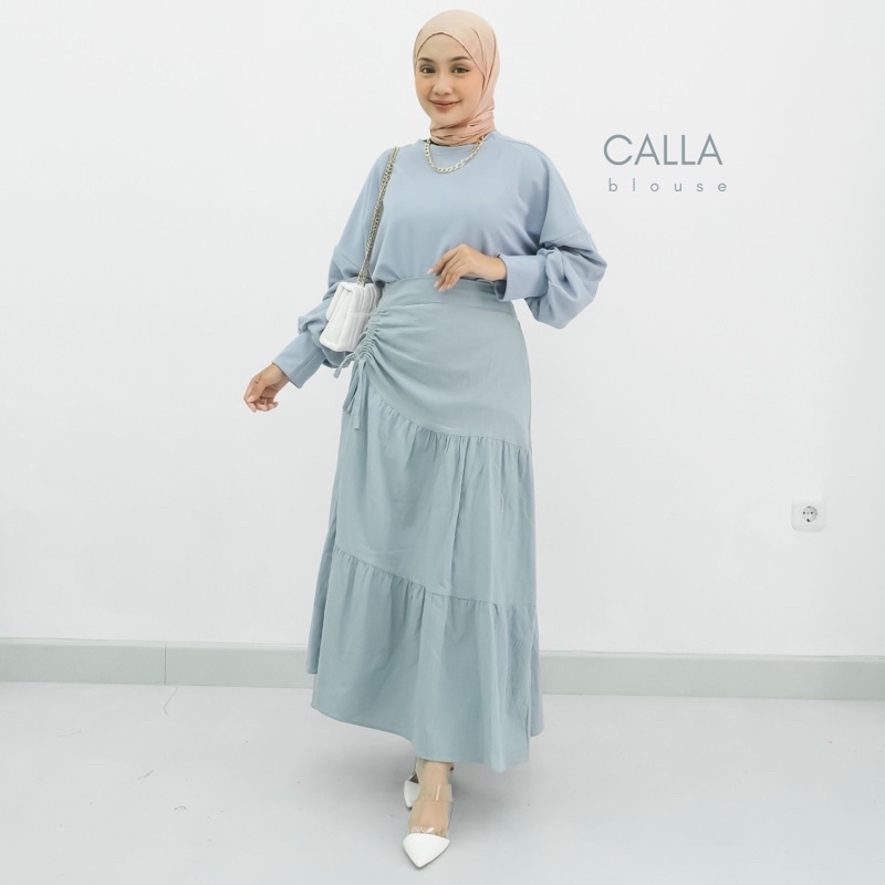 Kenzleywear - Calla Linen Crinkle Skirt | Rok Wanita Korea | Rok Linen Crinkle Panjang Model Serut S