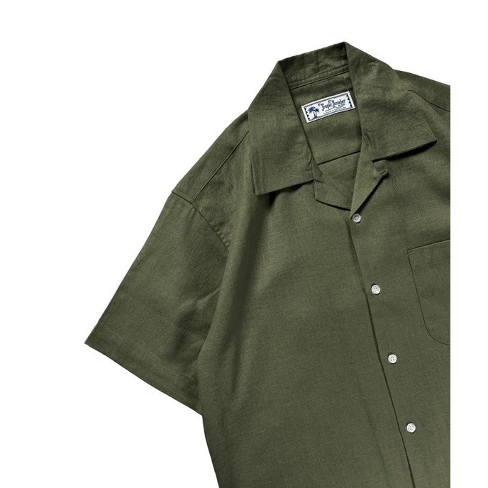 Olive Green Linen Plain Shirt - Tropic Thunder