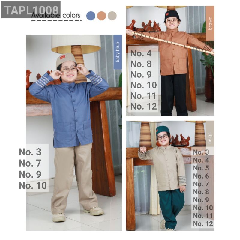 Baju Muslim Anak Laki laki lengan panjang Dannis Collection size 9 10 11 12 TAPL1008 | 1008