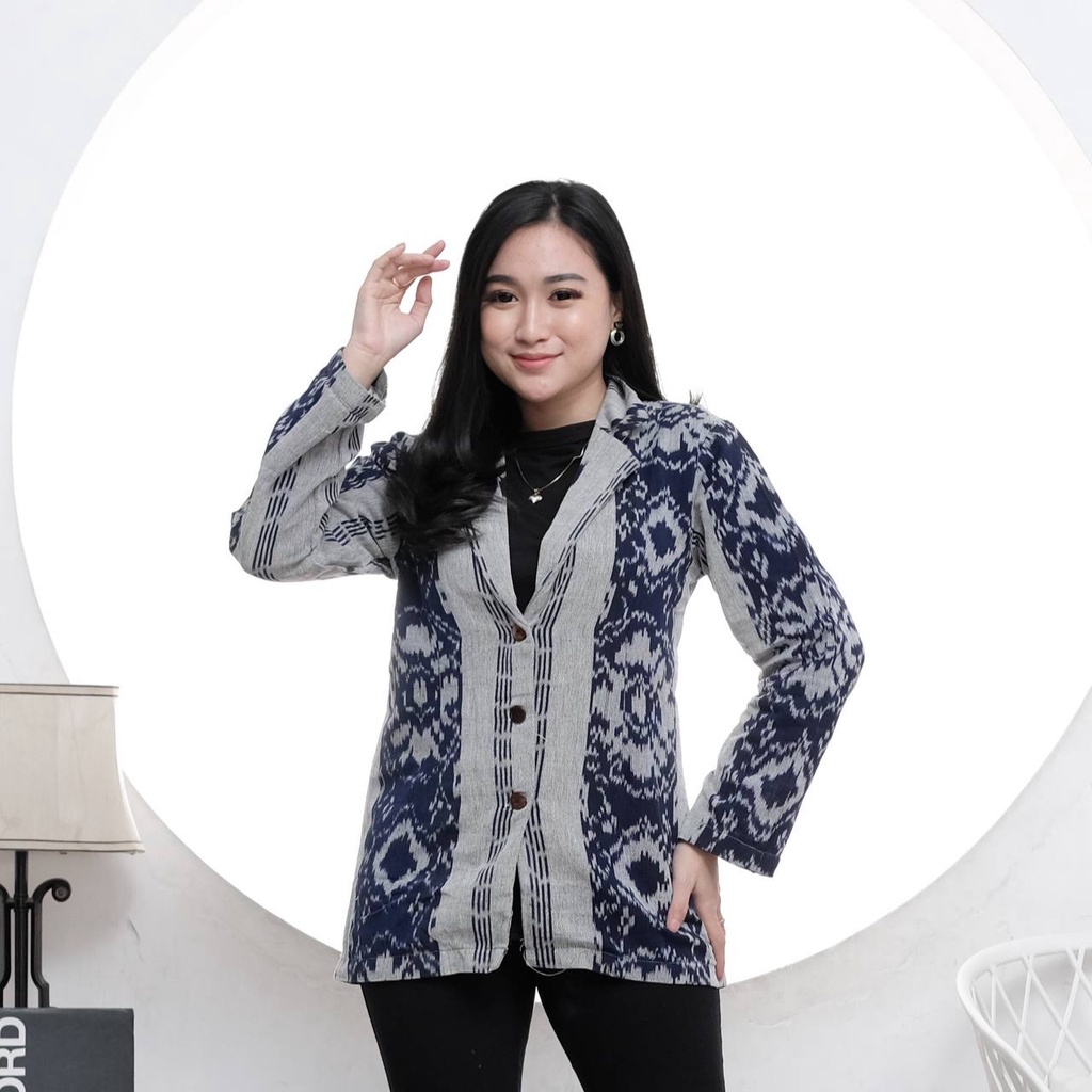 OUTER TENUN SAFIRA ATASAN KANTOR WANITA BLAZER TENUN KEISHAN.ID