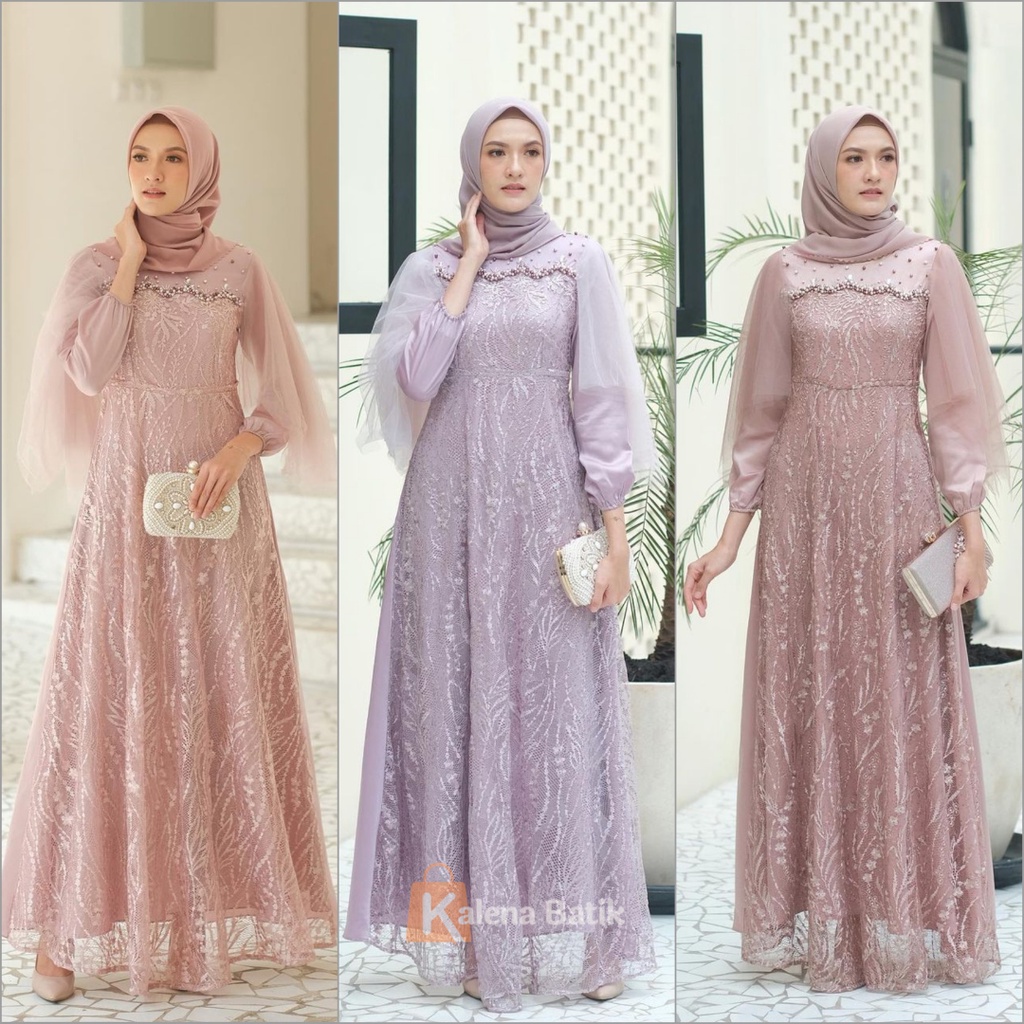 Gamis Brukat Modern Terbaru, Gamis Remaja Dress Wanita Dress Kondangan Lamaran Wisuda Lebaran 2022