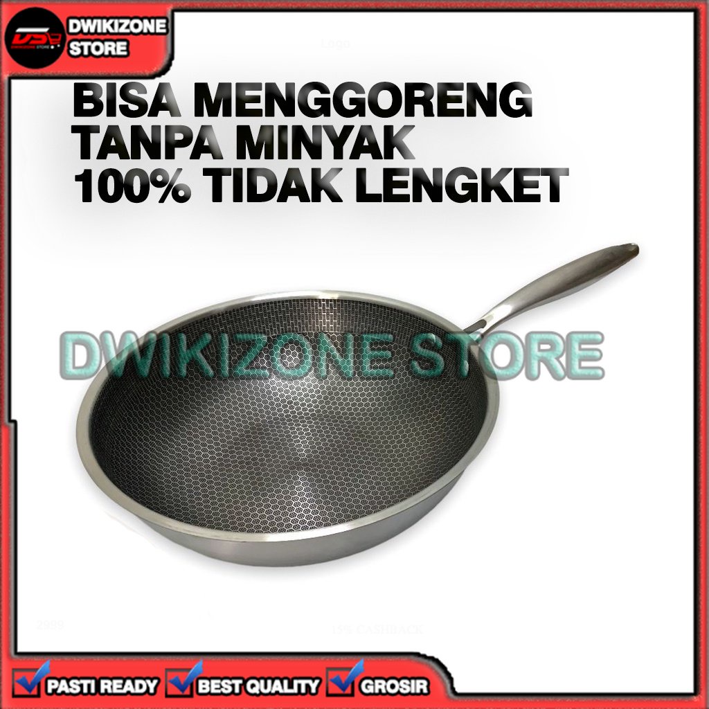 [GROSIR] FRYPAN WOK PAN PANCI PENGGORENGAN ANTI LENGKET MOTIF HONEYCOMB LABA-LABA