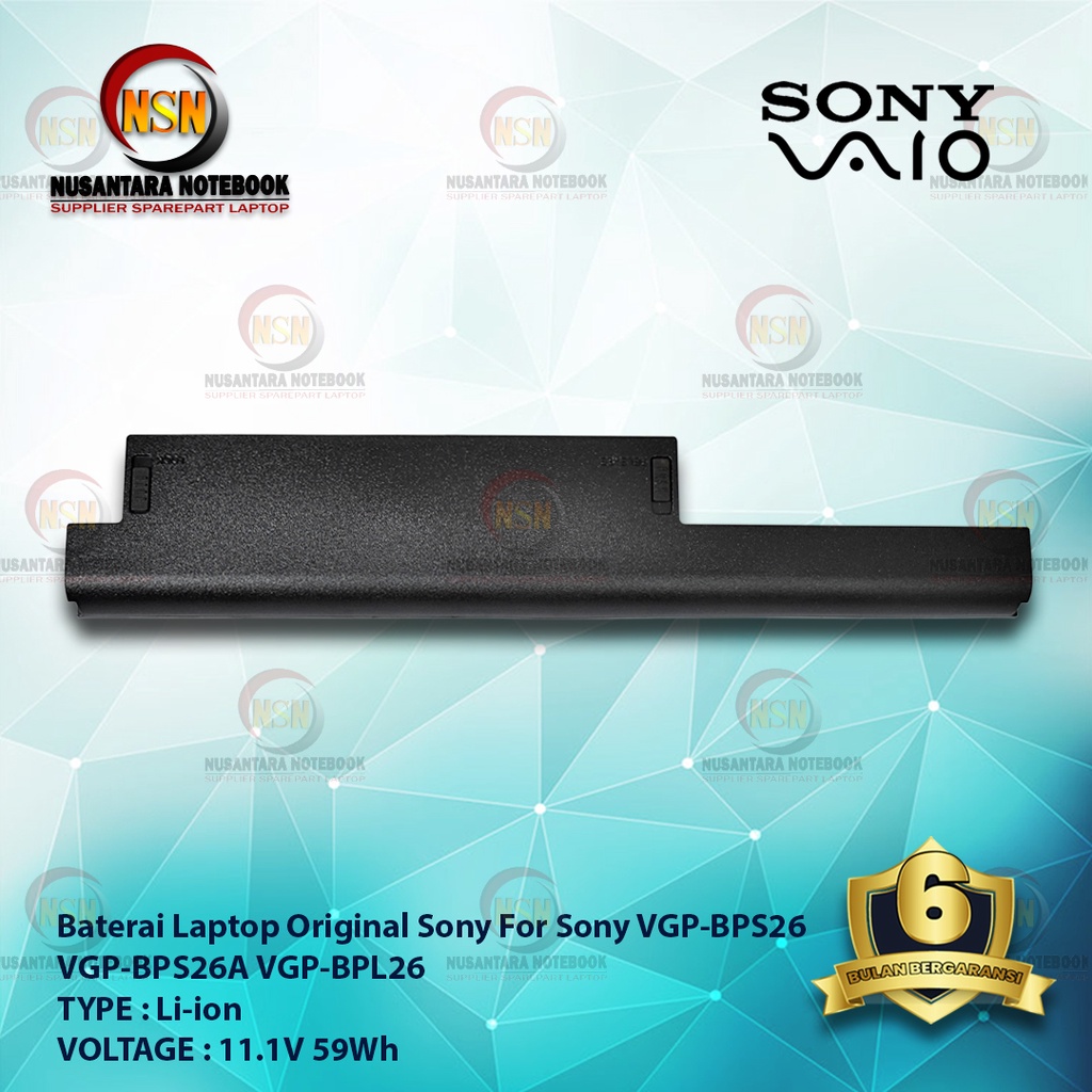 Baterai Laptop Original Sony VGP-BPS26 VGP-BPS26A VGP-BPL26 Black 11.1V 59Wh