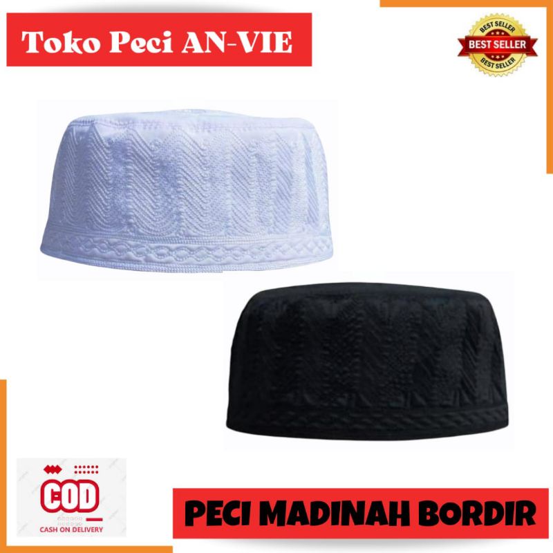 Peci MADINAH BORDIR Anak Dan Dewasa Murah , Peci Haji Madinah , Kopiah Madinah Bordir , Kopiah Haji 