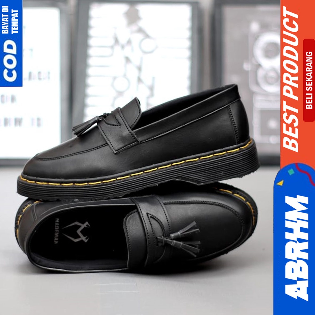 Sepatu Formal Pria Pantofel Docmart Low Boots Kerja Hitam Abrhm RIBERY