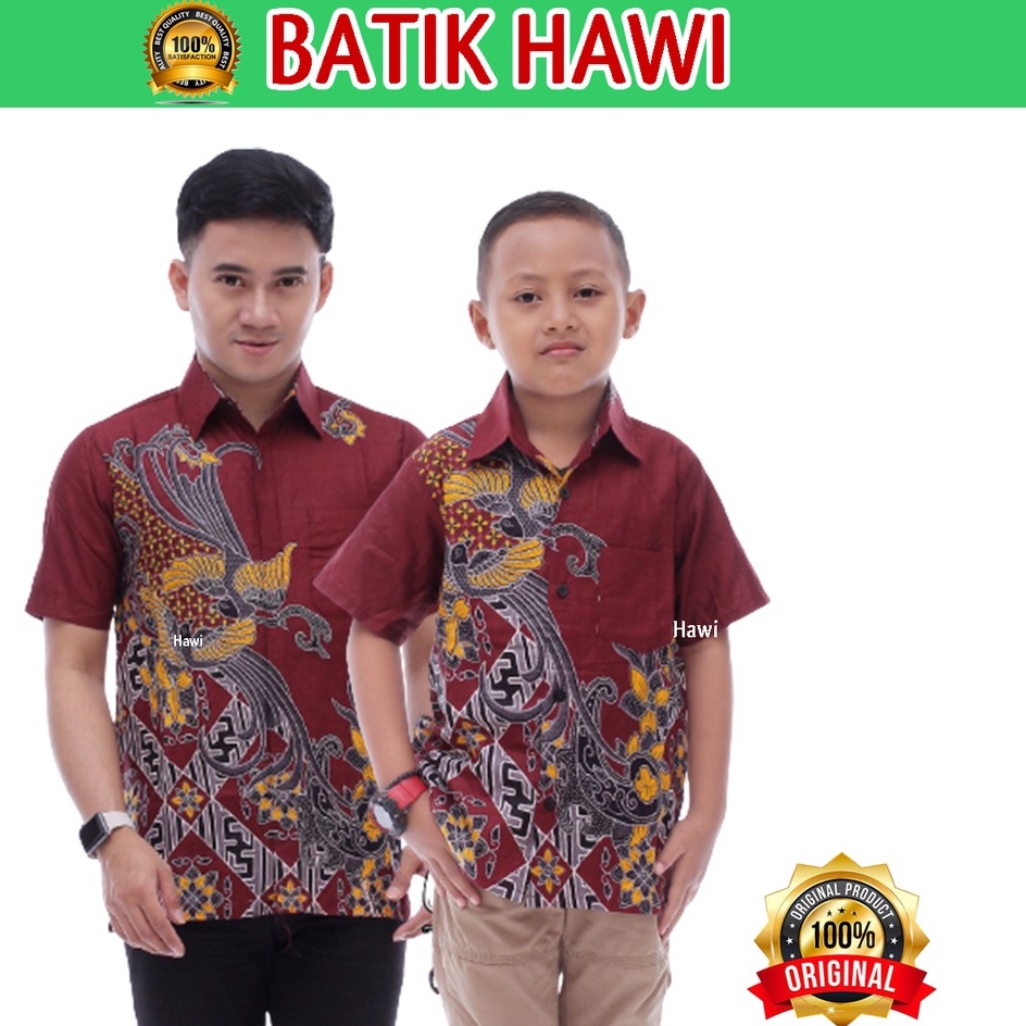 BATIK HAWI- Batik Couple Ayah dan Anak Laki-laki - Batik Couple Keluarga - Baju Batik Anak Pria Mura