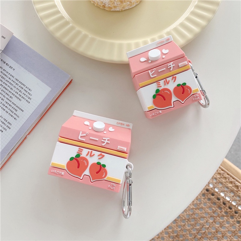 3d Honey Peach Minum Bluetooth Earphone Case Cover Untuk Airpods1 2 Pro 3airpods3 Inpods 12 3 13 i12 i13 Pro TWS Silikon Lembut Shockproof Shell