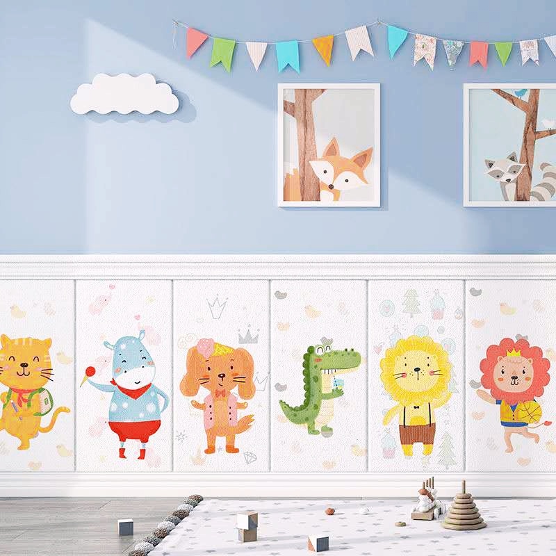 3d Kartun Hewan Wallpaper Tahan Air Panas Terisolasi Kertas Dinding Busa Lembut Anti-Tabrakan Stiker Dinding Cuttable Self-adhesive Wallstiker Untuk Kamar Anak Tk Ruang Bermain