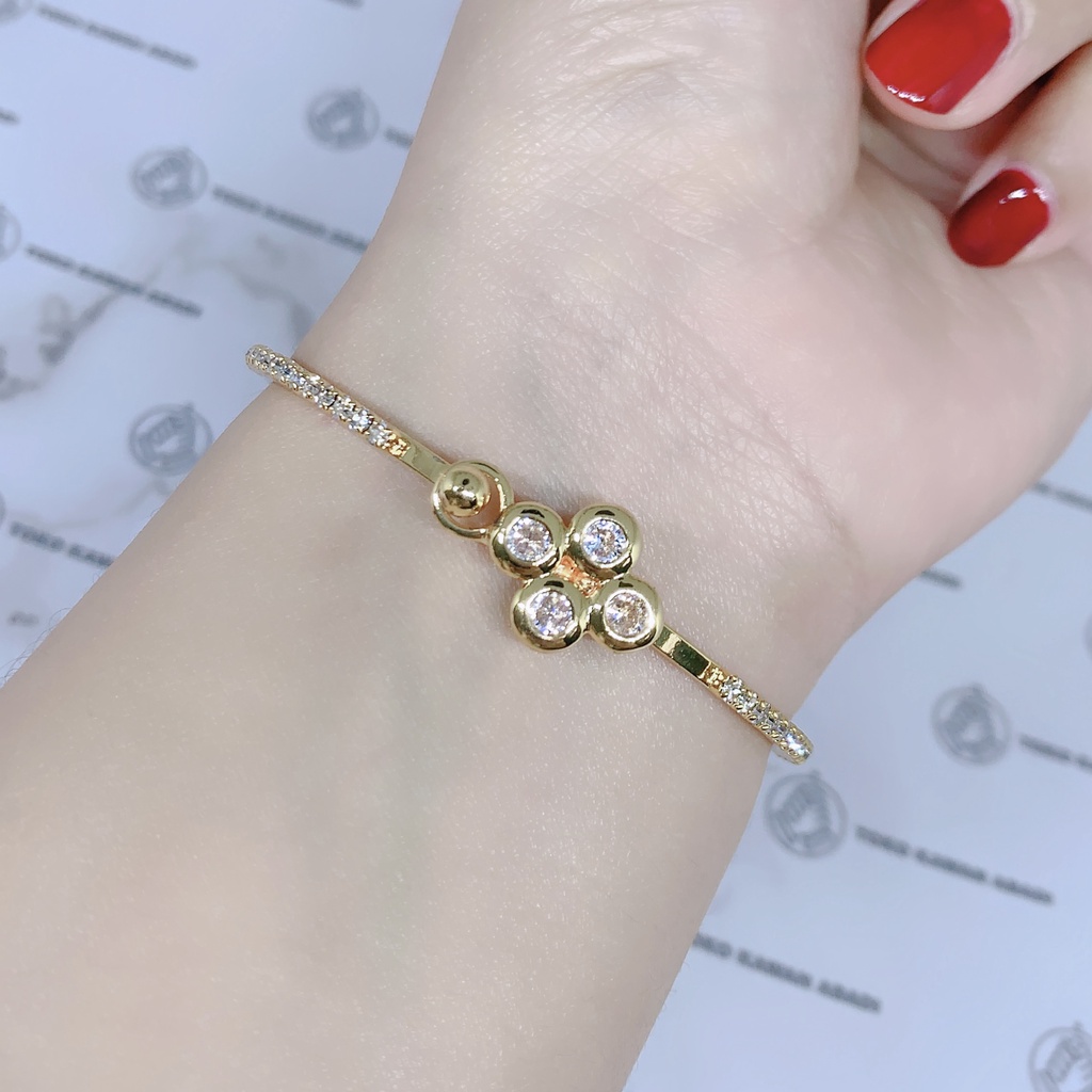 Xuping Gold Gelang Tangan Model Bangkok Permata Garis Perhiasan Wanita *41