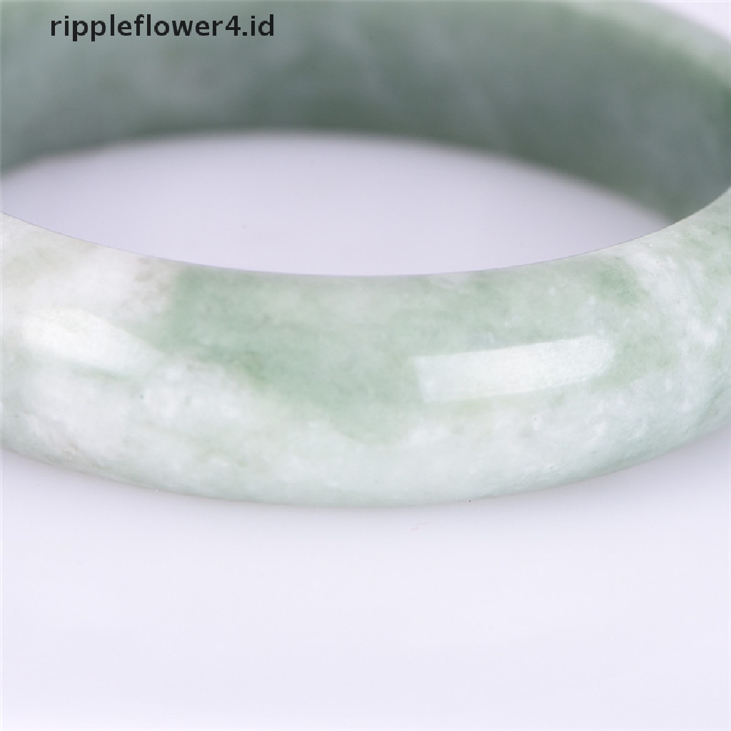 {rippleflower4.id} Gelang Bangle Permata Giok Hijau Alami Elegan Asli Handmade Perhiasan Fashion~