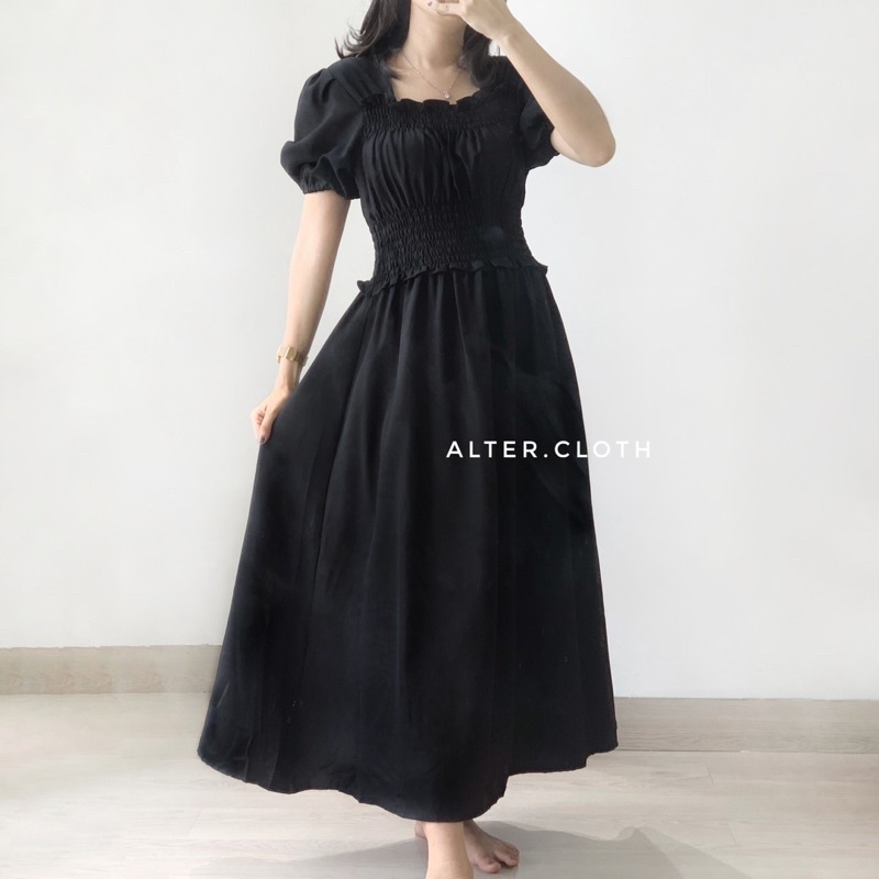 alter.cloth - ARYN DRESS | Gaun Wanita Dress Panjang Maxi Katun Polyester Import Premium Lengan Pend