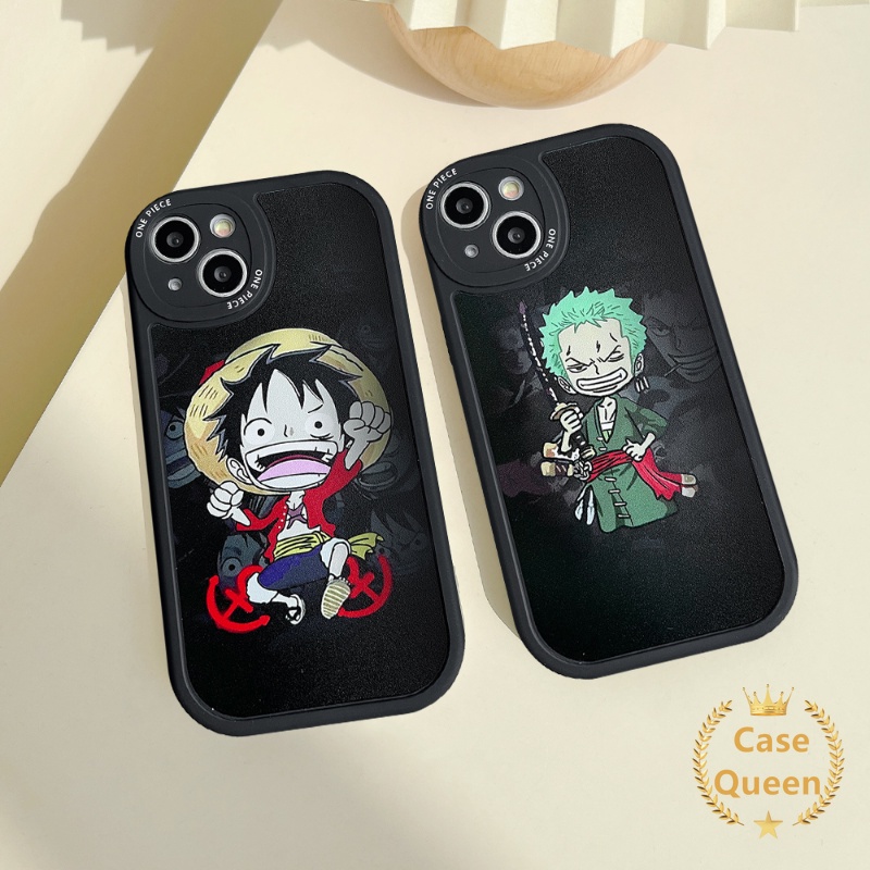 IPHONE Case Kompatibel Untuk Iphone11 14 13 12 Pro MAX 7 6s 14 8 6 Plus XR X XS MAX SE 202 Anime One Piece Luffy Zoro Kartun Lucu Shockproof Oval Lensa Soft Tpu Back Cover