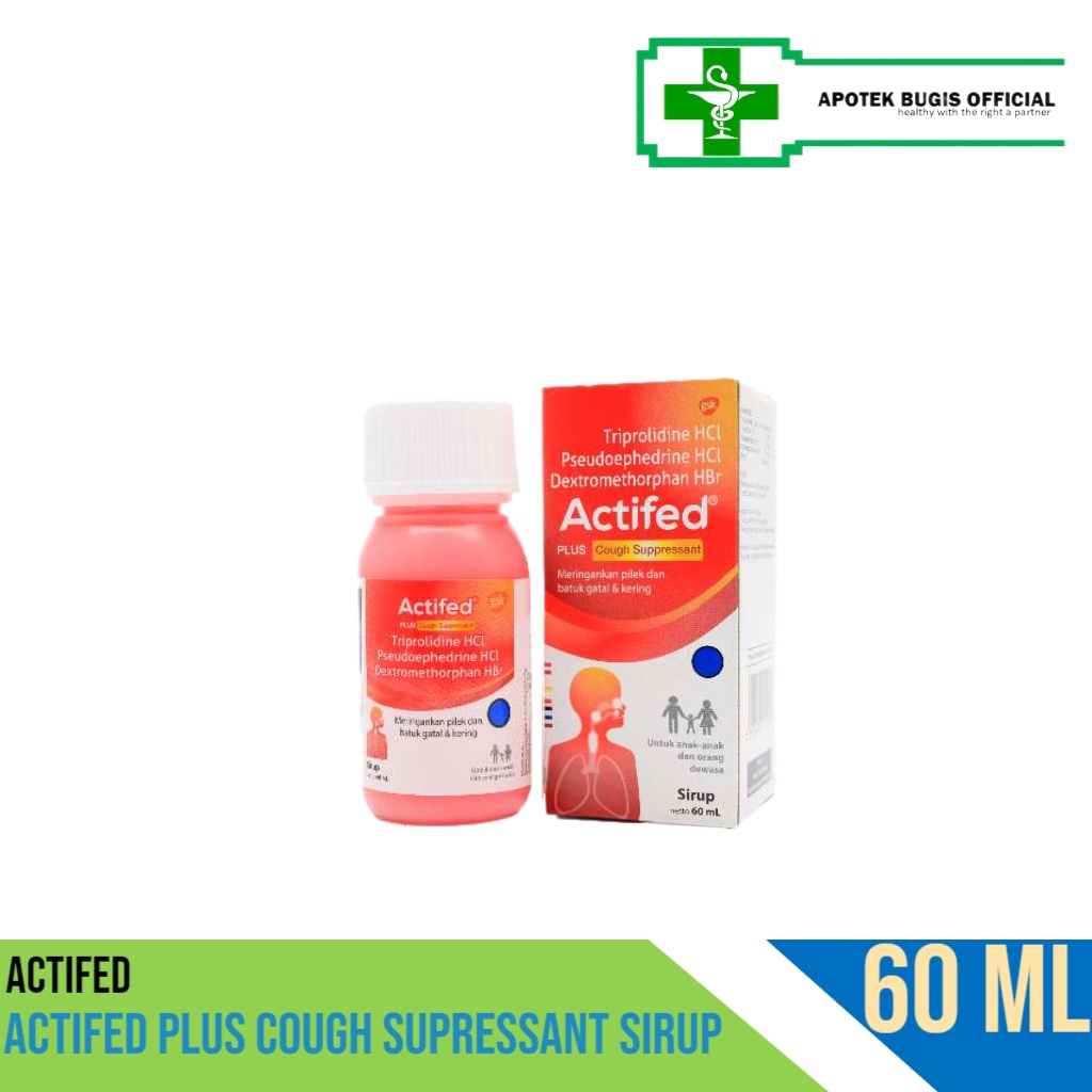 ACTIFED Plus Cough Supressant Sirup 60ml Batuk Kering Dan Pilek Actived Produk Original