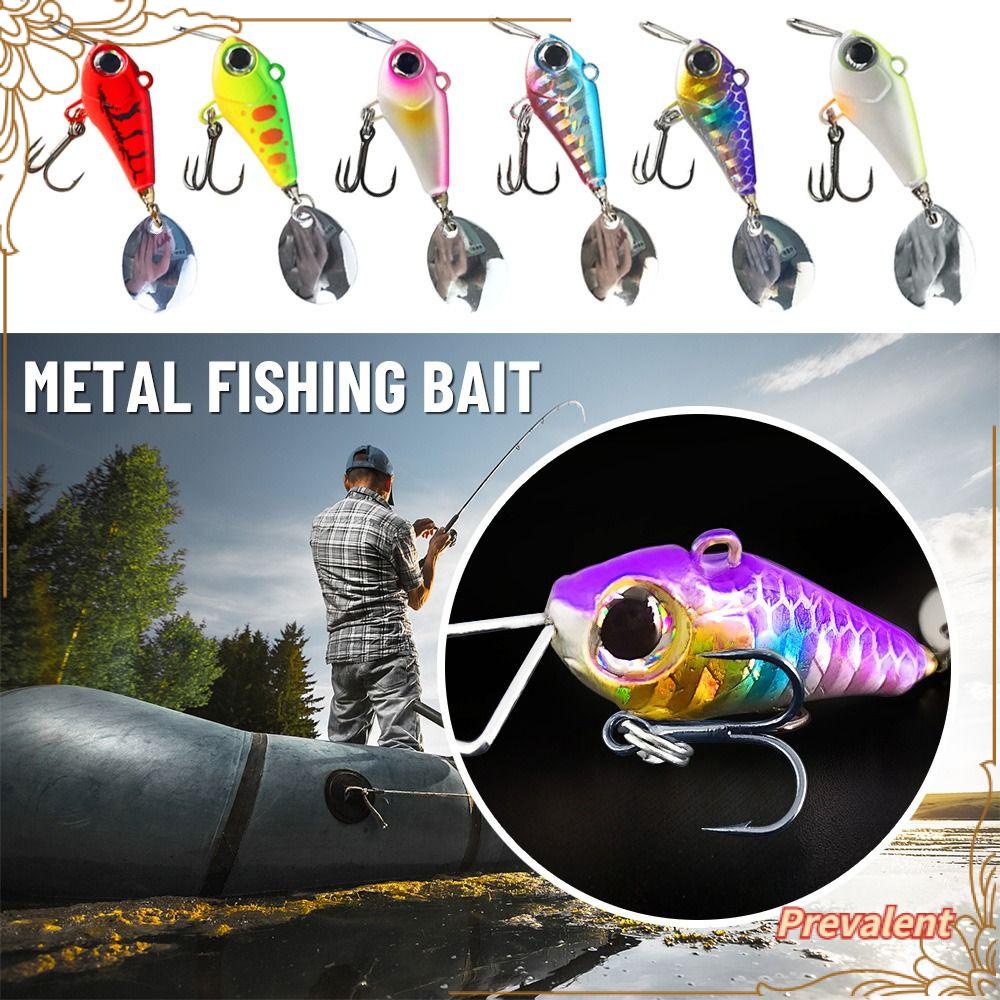 Preva 2pcs Logam Umpan Pancing Bass Tenggelam Sendok Metal Getar Putar Treble Hook
