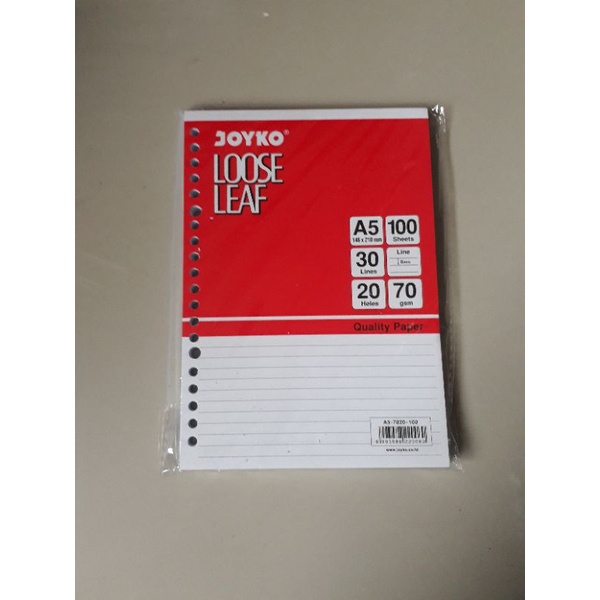 

Loose Leaf A5 100 Sheets Joyko Kertas Isi Binder