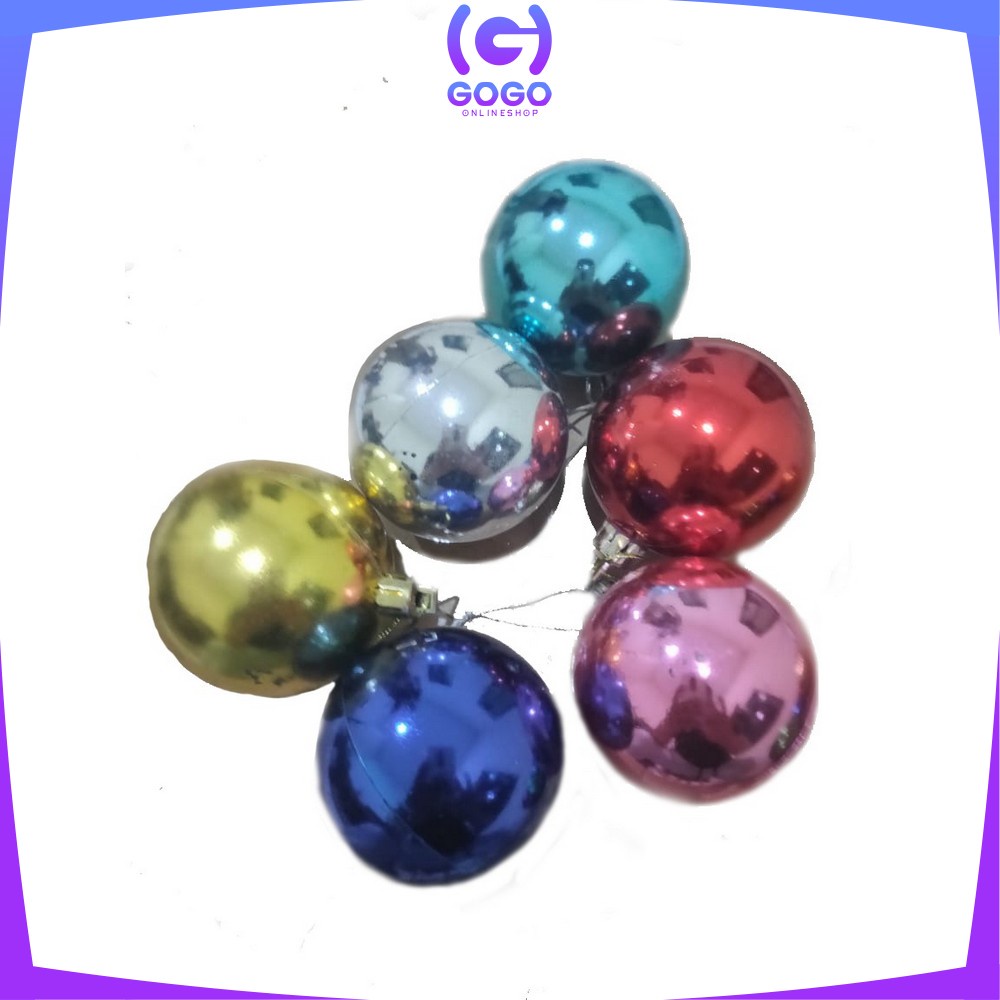 GOGO-C38 Gantungan Bola Kilap 6PCS / 12PCS Aksesoris Hiasan Pohon Natal Ornamen Dekorasi Rumah MURAH