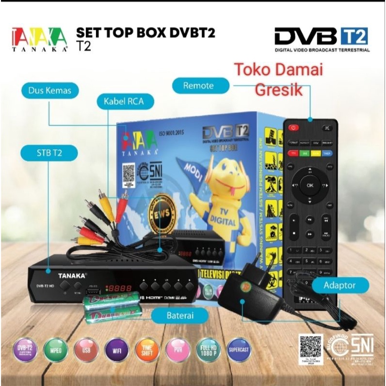 Tanaka STB Set Top Box Biru Body BESI DVB T-2 Tv digital reciever Youtube DVB T2