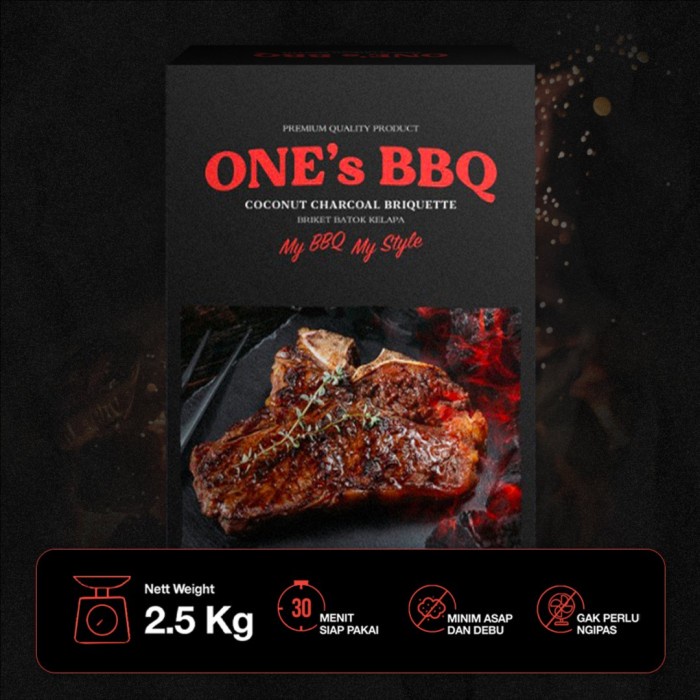 READY COD Briket Arang Batok Kelapa - Coconut Charcoal for BBQ ONES BBQ 2.5 Kg KODE2648