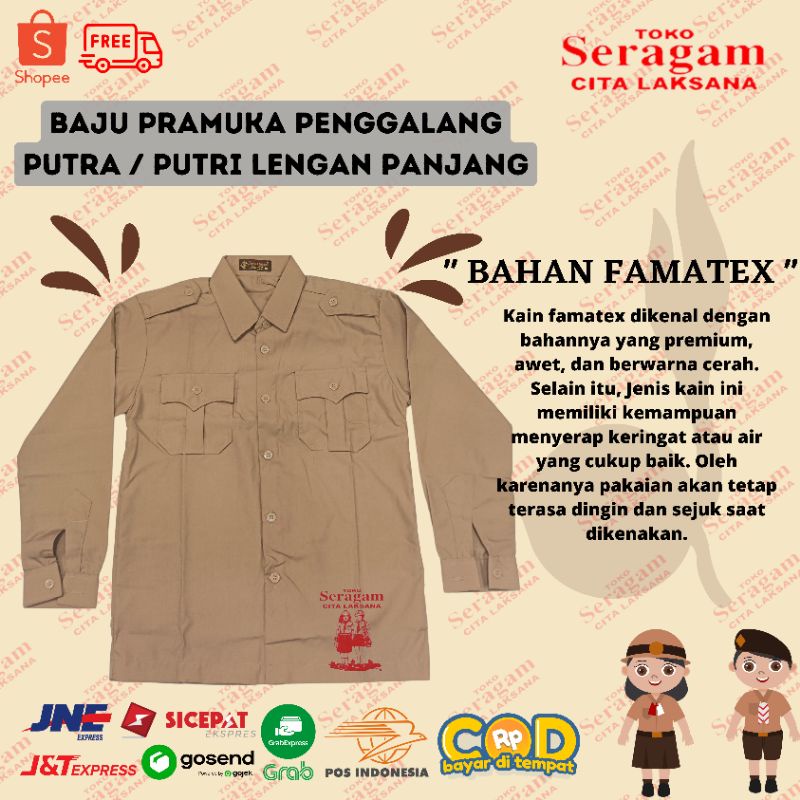 Baju Pramuka Penggalang &amp; Penegak Putra / Putri Lengan Panjang SD SMP SMA