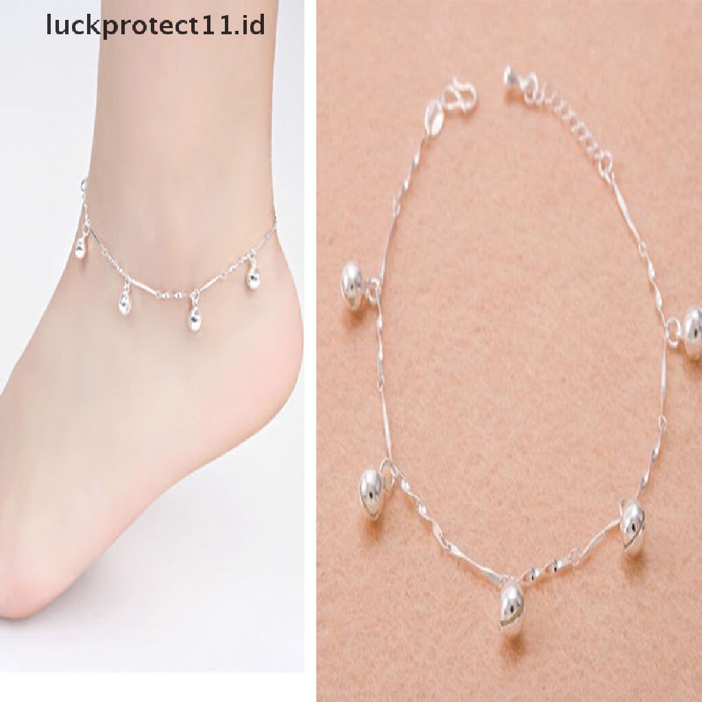 /Fashion Hot// Fashion// Gelang Kaki Lonceng Rantai Lapis Perak925Gelang Kaki Barefoot Sandal Perhiasan Kaki Pantai.