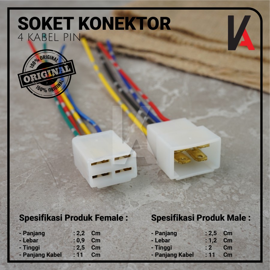 Soket Konektor Kabel 4 Pin Besar / Socket Sambung Mobil Motor