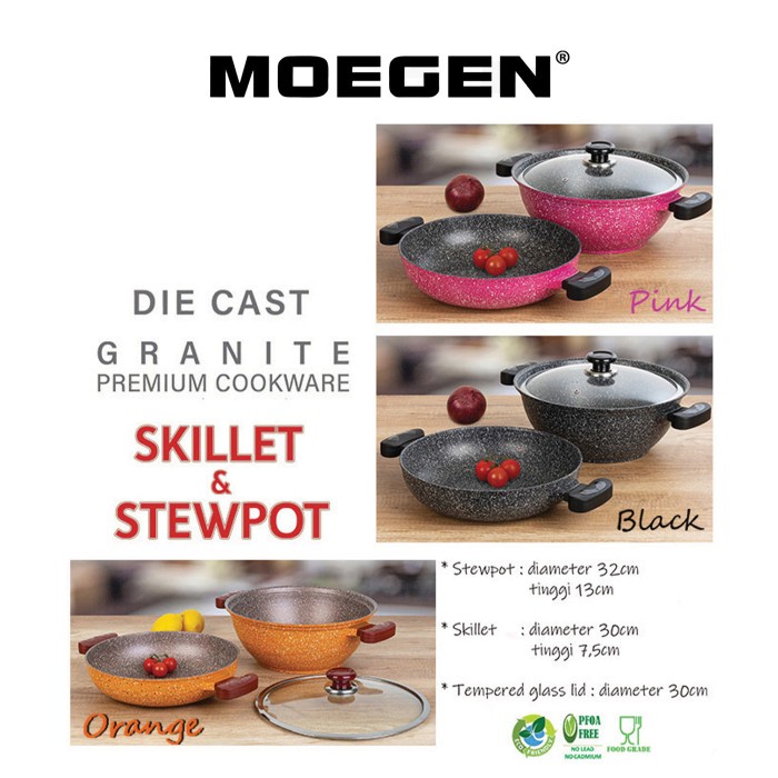 Wjn Panci Wajan Moegen Germany Skillet & Stewpot Set Anti Lengket Original