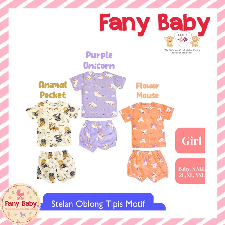 LIBBY SETELAN OBLONG COTTON PENDEK CELANA PENDEK HAPPY FARM