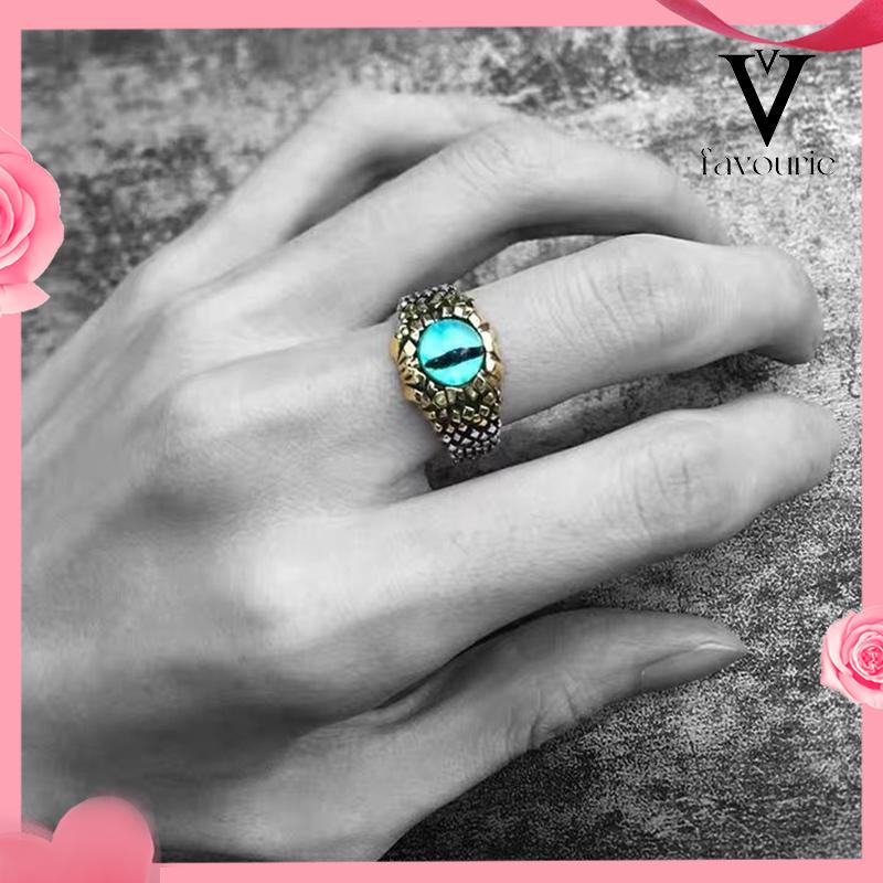 COD2022 Cincin Pria Desain Mata Merah Bahan Metal Gaya Retro Punk Rock Untuk Pesta Motor-FA