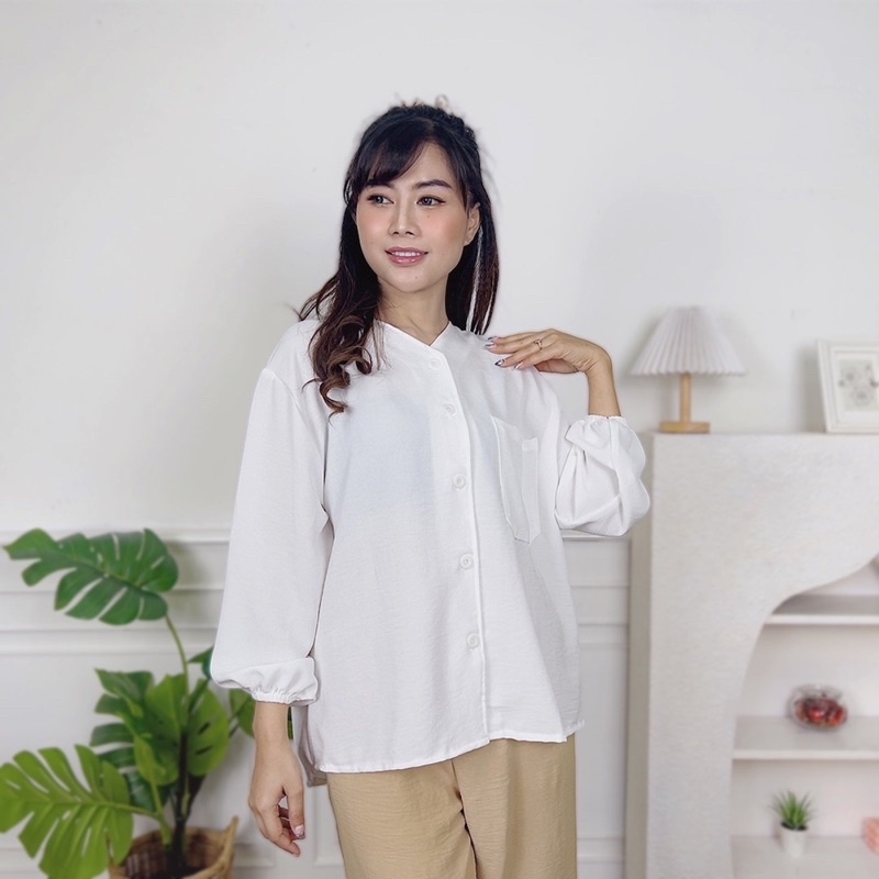 Tq88indonesia Fashion Baju Atasan Wanita Terbaru /  Heva CRINCLE Blouse / Blus Polos Lengan Panjang / Busana Casual Cewek  Fashion / Ootd Kekinian