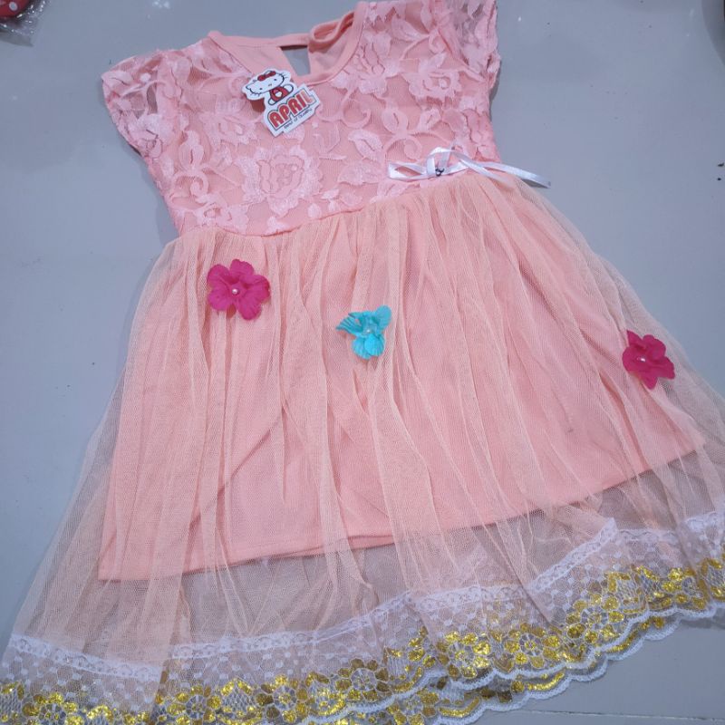 Dress anak 1 2 tahun baju anak cewek perempuan gaun cantik unik tutu brokat (Dress fitriyalova)