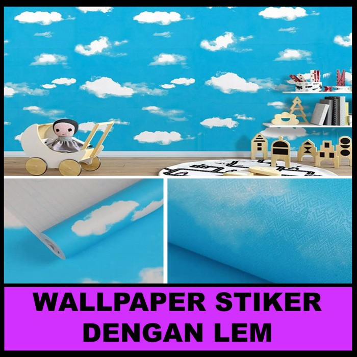 Jual Wallpaper Dinding Stiker Walpaper Dinding Awan Biru 45cmx10m