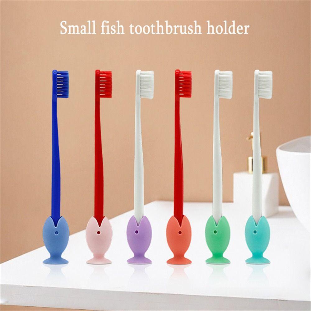 Solighter 6 Pcs Tempat Sikat Gigi Tempat Penyimpanan Alat Dekorasi Ikan Kecil Pen Bracket Organizer Kamar Mandi